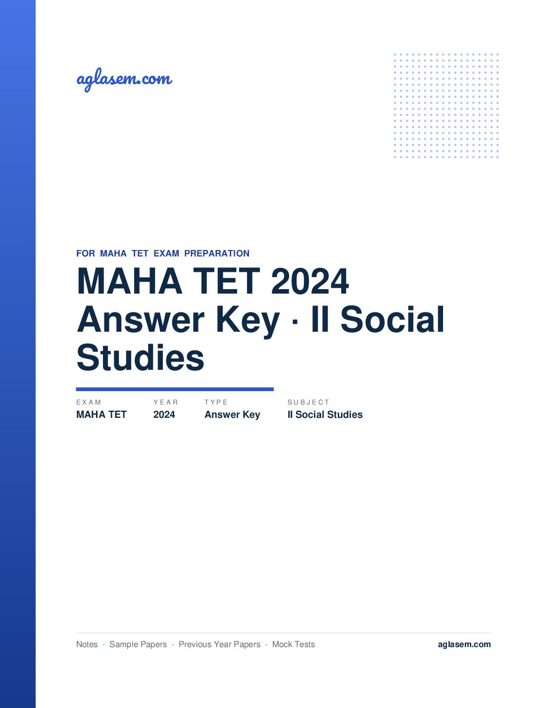 MAHA TET 2024 Answer Key II Social Studies - Page 1 of 3