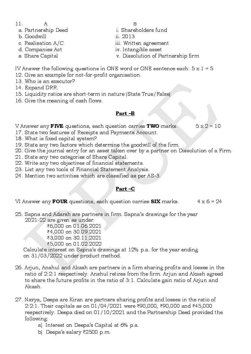 Puc Blueprint 2024 Kar 12th Important Model Question Paper 2023 1st