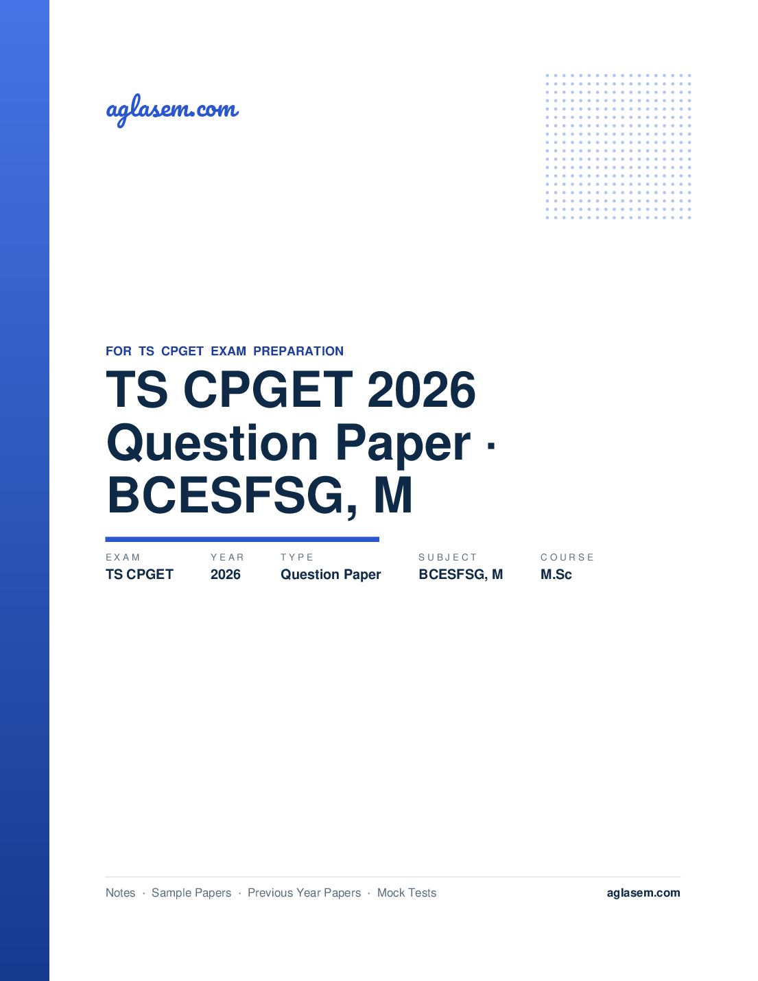 TS CPGET 2026 Question Paper M.Sc BCESFSG&M - Page 1 of 134