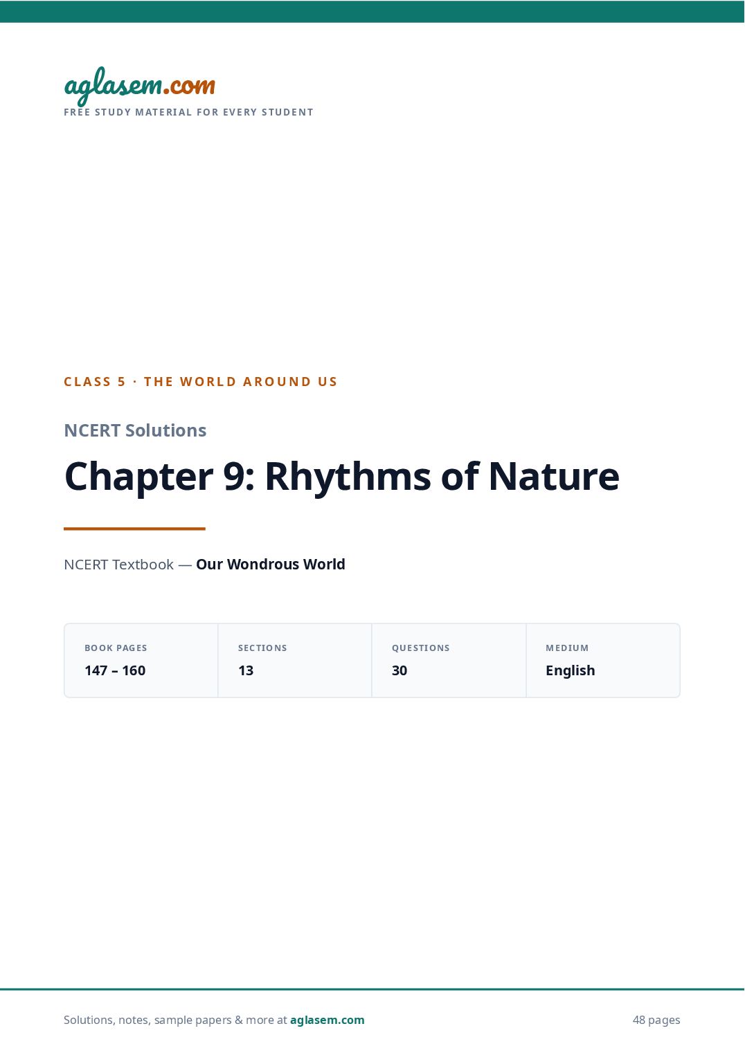NCERT Solutions Class 5 The World Around Us Chapter 9 Rhythms of Nature - Page 1 of 49