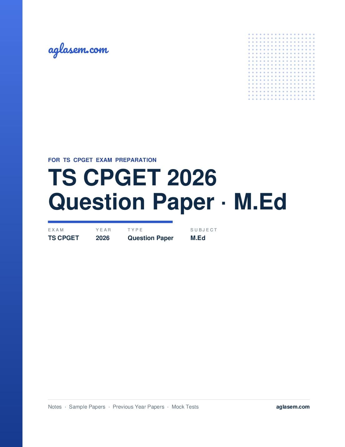 TS CPGET 2026 Question Paper M.Ed - Page 1 of 64