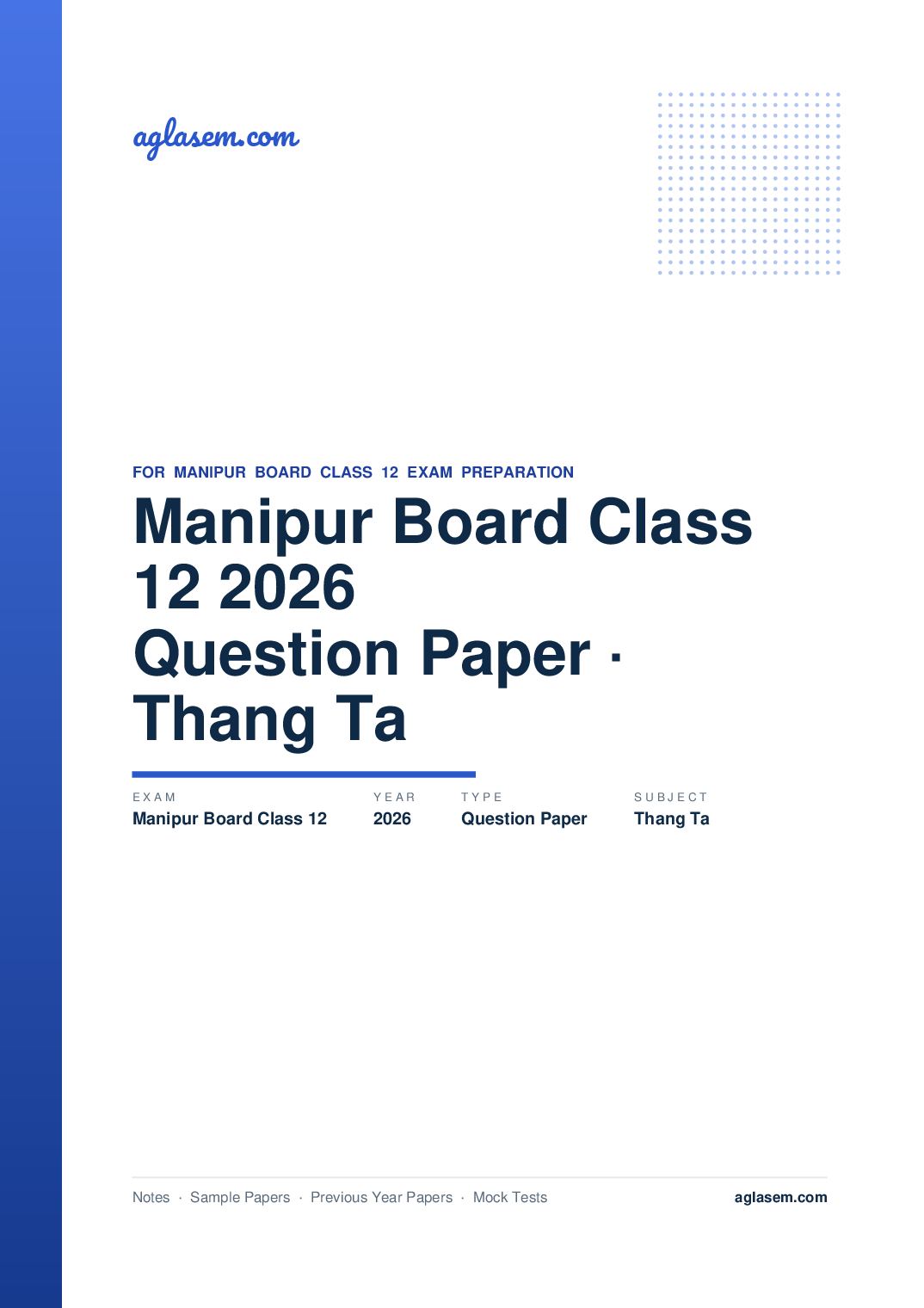 Manipur Board Class 12 Question Paper 2026 for Thang-Ta - Page 1 of 7