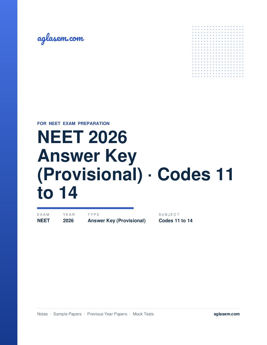 NEET 2026 Answer Key (Provisional) Codes 11 to 14 - Page 1 of 5