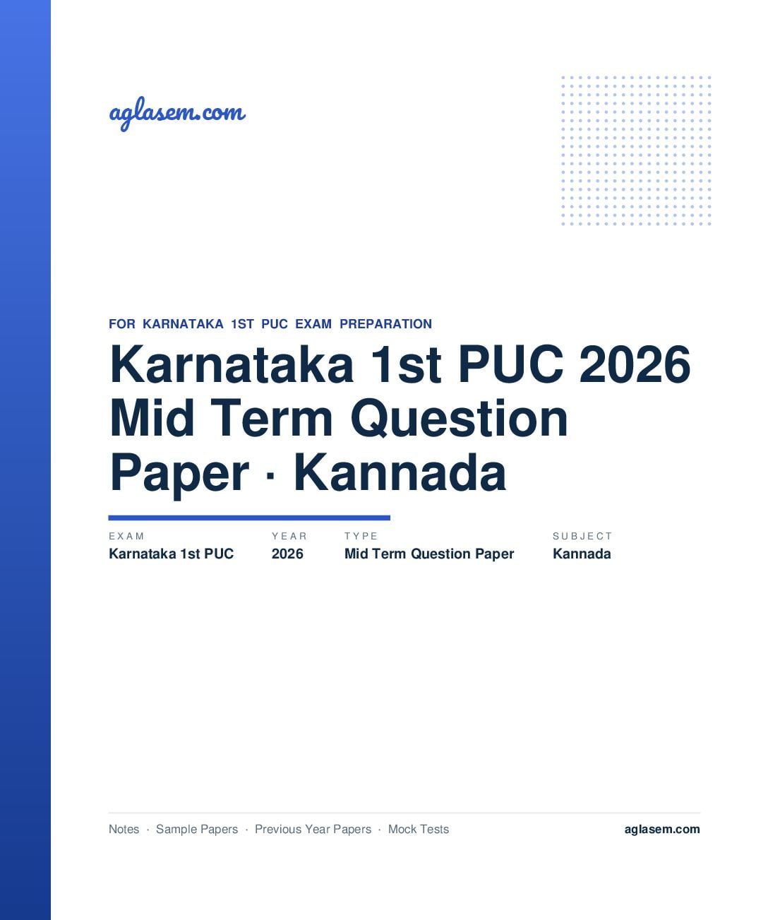 Karnataka 1st PUC Mid Term Question Paper 2026 Kannada - Page 1 of 5