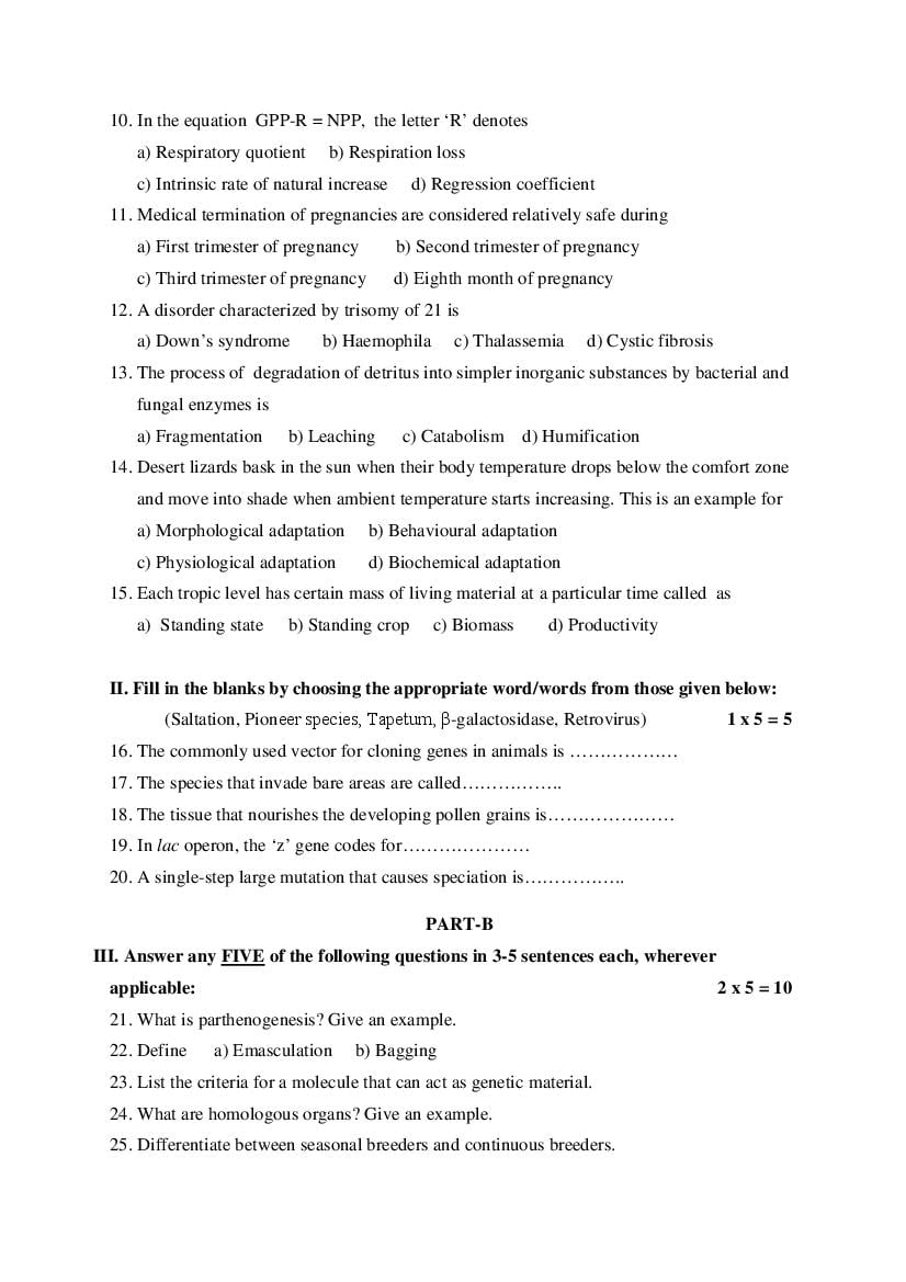 Karnataka 2nd PUC Biology Model Paper 2024 (PDF) OneEdu24