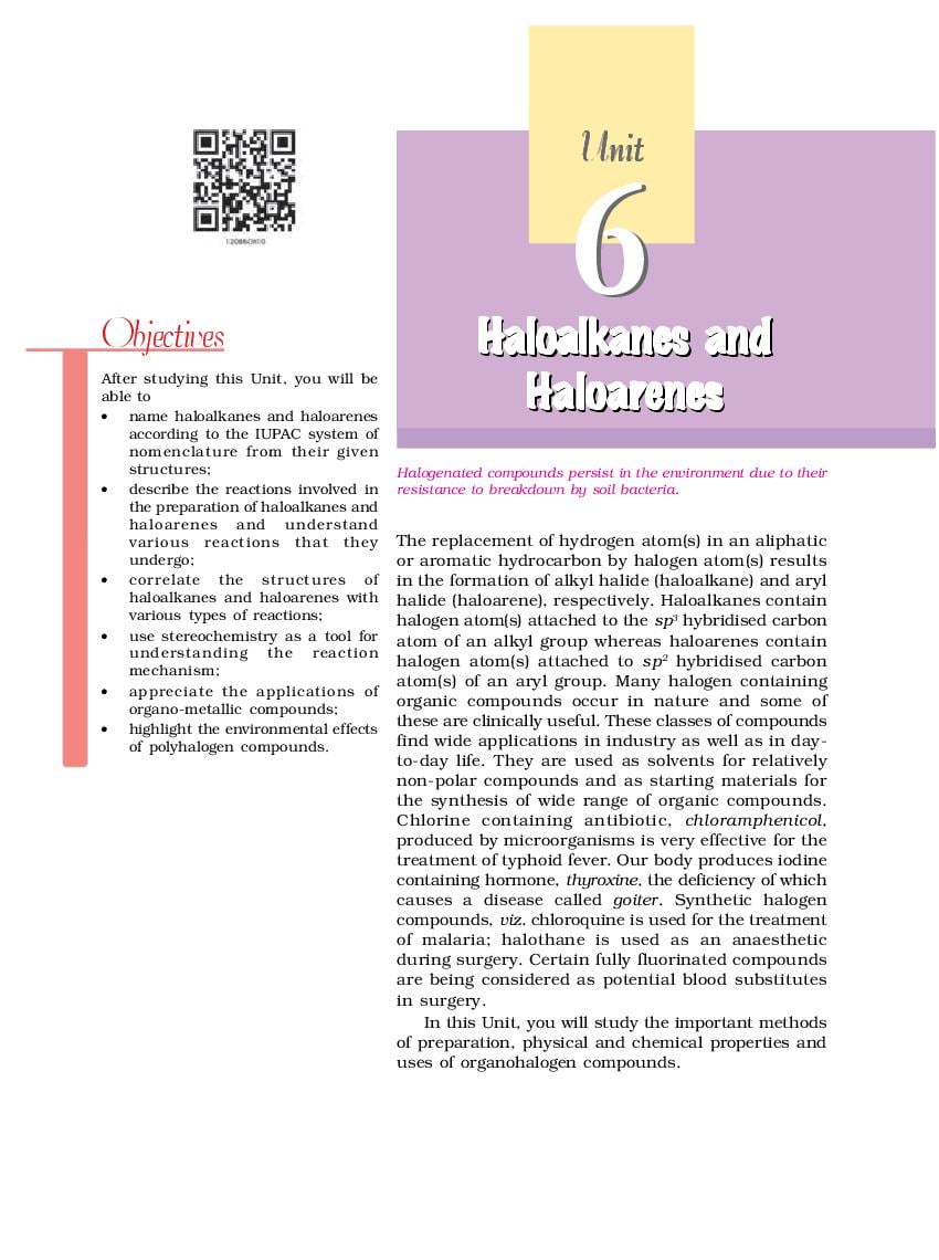 NCERT Book Class 12 Chemistry Chapter 6 Haloalkanes and Haloarenes - Page 1