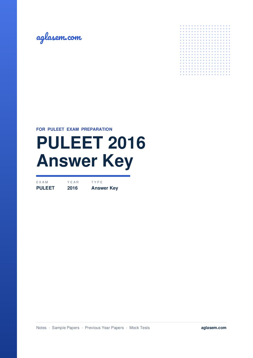 PULEET 2016 Answer Key - Page 1 of 2