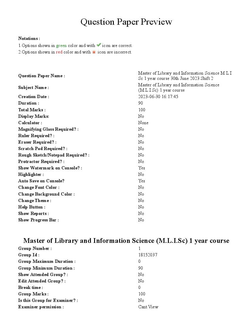 TS CPGET 2023 Question Paper M.Li.I.Sc (1 year) - Page 1