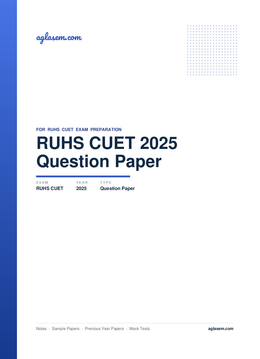 RUHS CUET 2025 Question Paper - Page 1 of 15