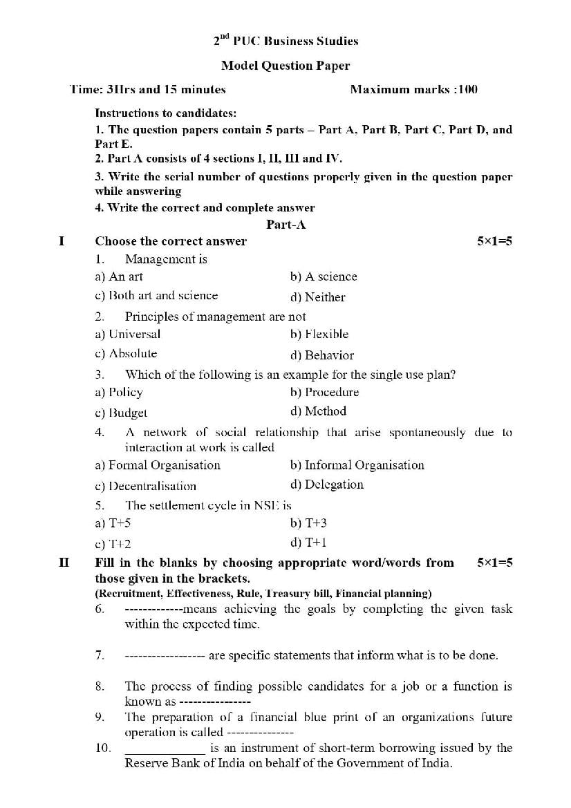 2nd puc business mid term question paper 2021