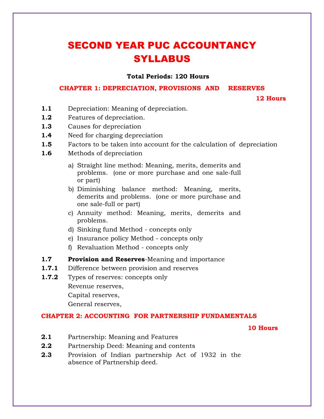 2nd PUC Syllabus for Accountancy - Page 1