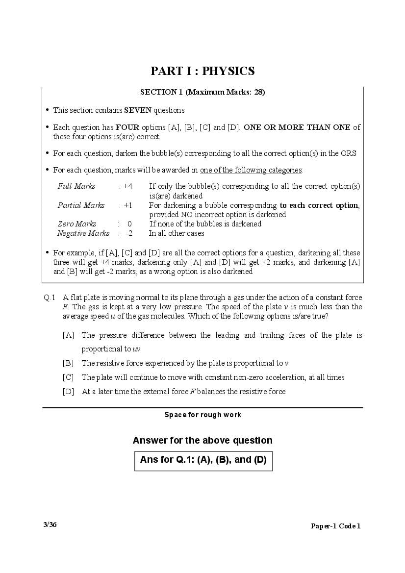 JEE Advanced 2017 Question Paper 1 with Answer Key - Page 1