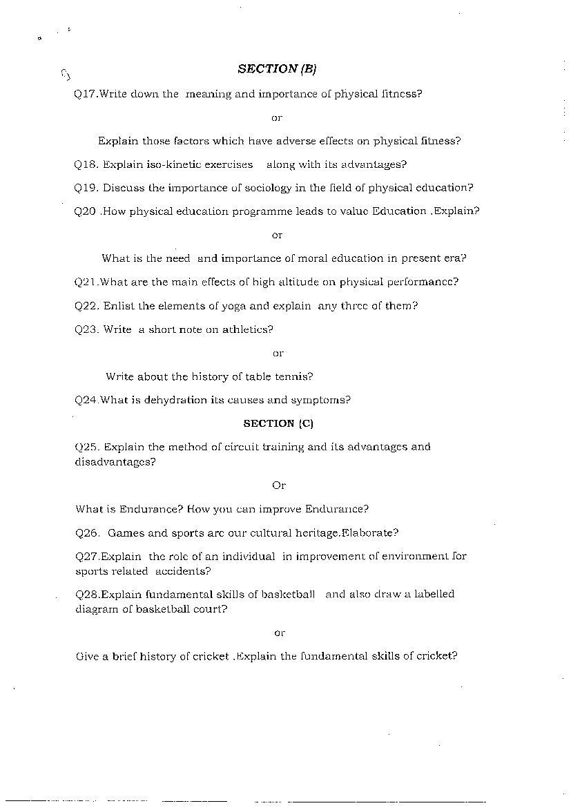 physical education class 12 board question paper