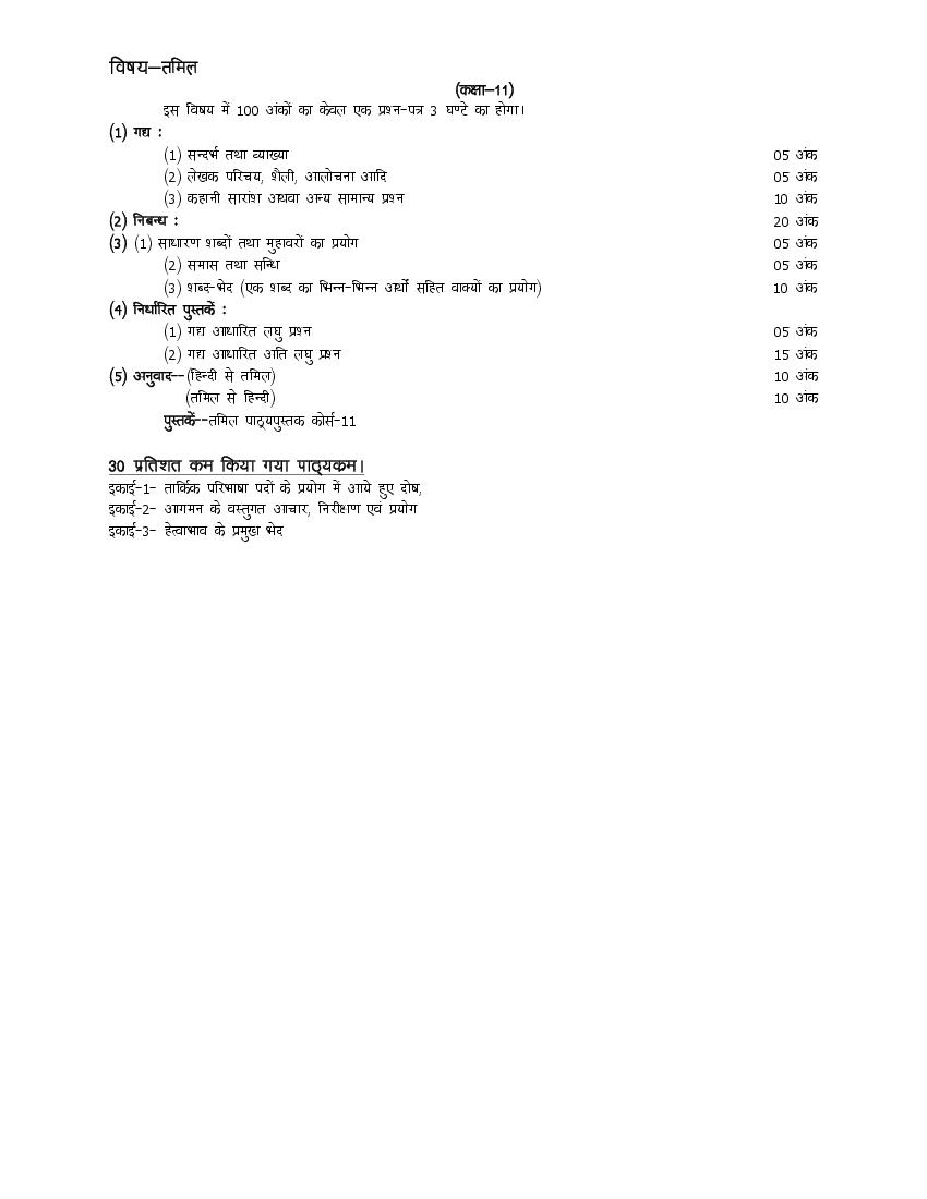 UP Board Class 11 Syllabus 2023 Tamil - Page 1