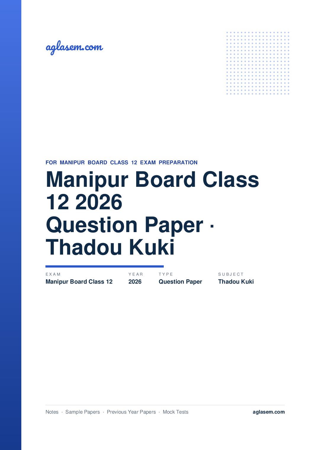 Manipur Board Class 12 Question Paper 2026 for Thadou-Kuki - Page 1 of 8