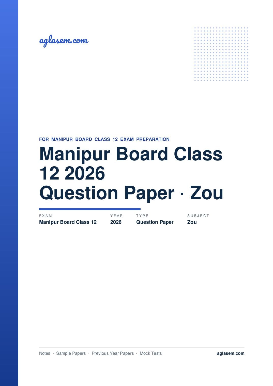 Manipur Board Class 12 Question Paper 2026 for Zou - Page 1 of 6