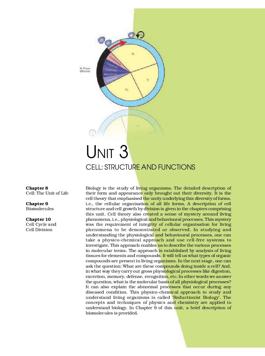 NCERT Book Class 11 Biology Chapter 8 Cell: The Unit of Life - Page 1