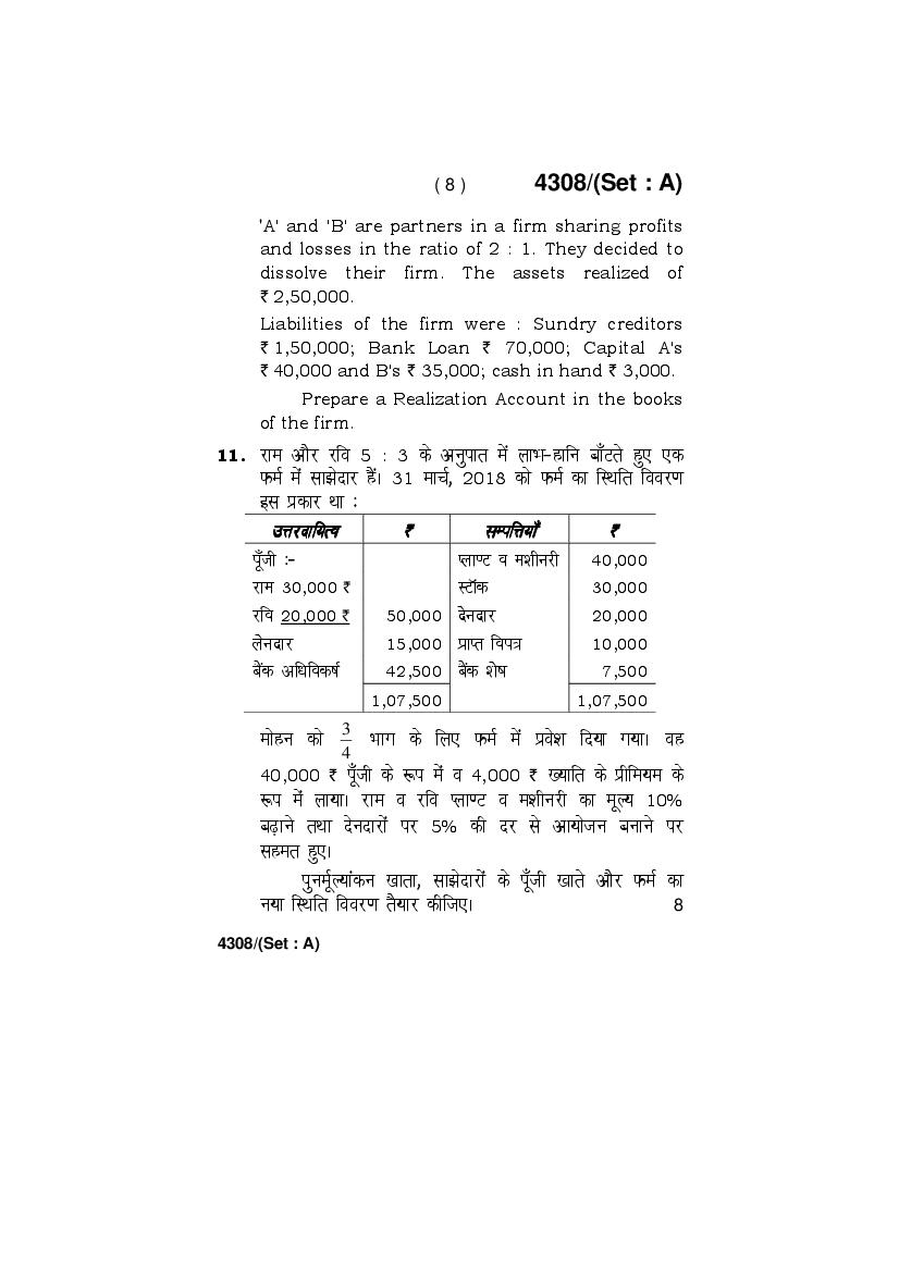 HBSE 12th Question Papers 2020 For Accountancy – Download PDF