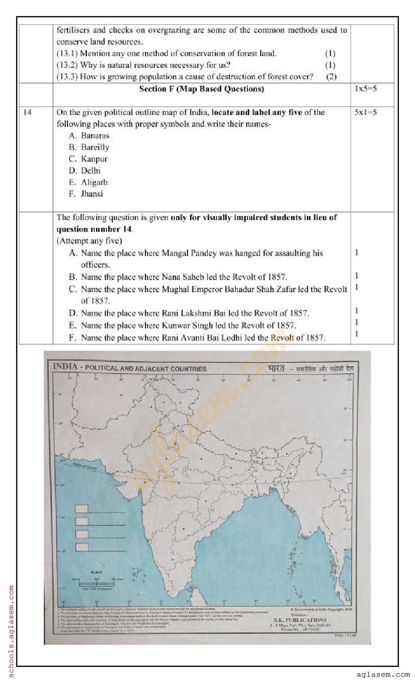 Class 8 Social Science Sample Paper 2024 PDF Download Self Study
