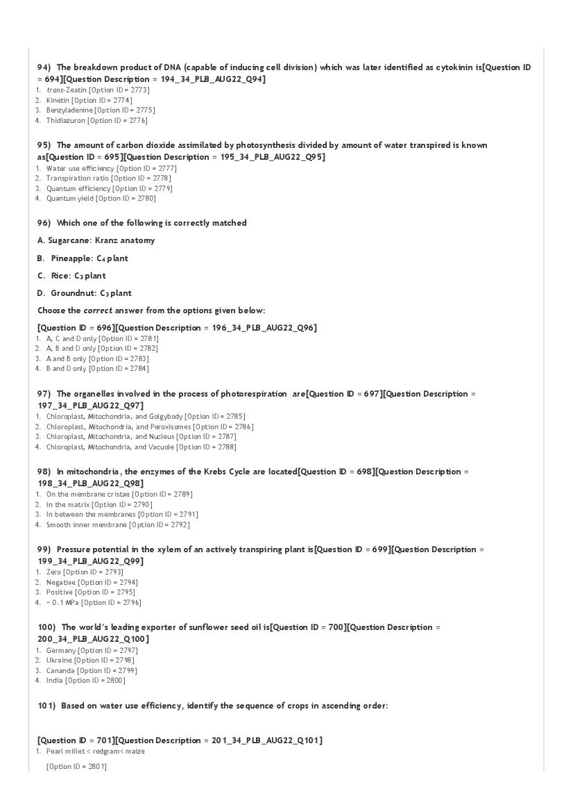 ICAR AIEEA PG 2022 Question Paper PDF (20 Subjects)