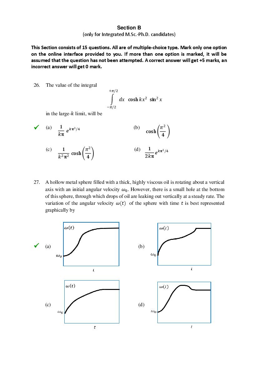 TIFR GS 2022 Question Paper PDF (6 Papers incl. Wildlife Biology)