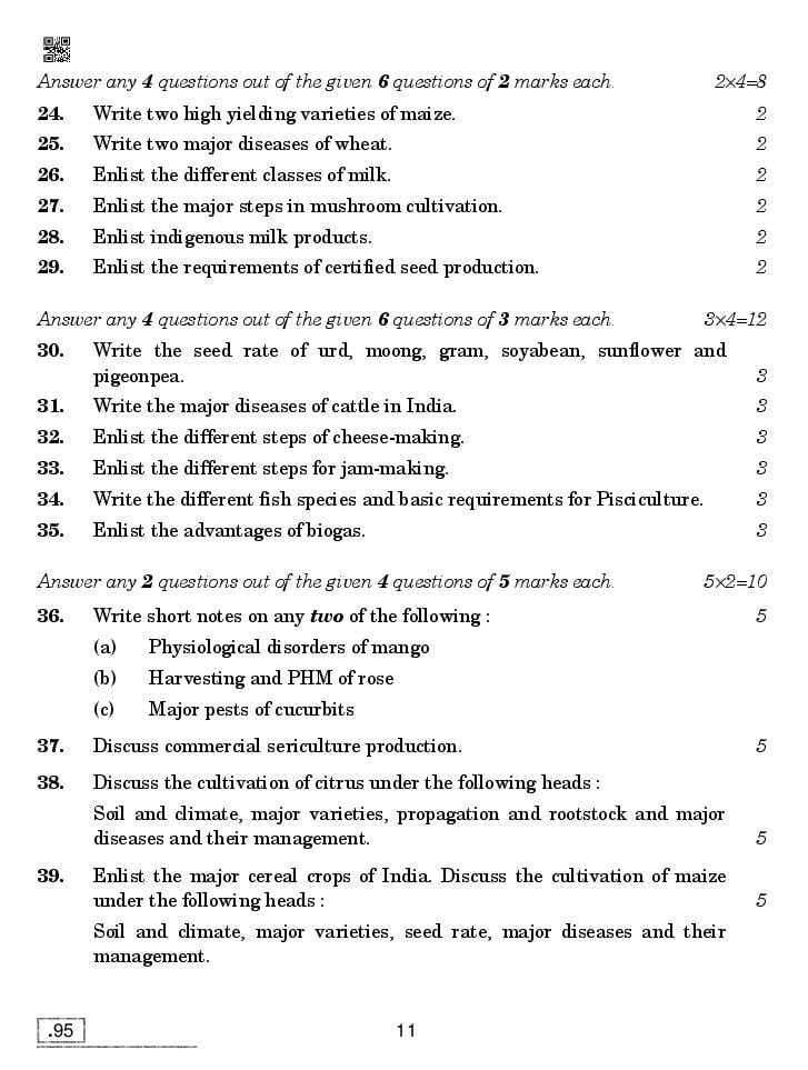 CBSE Question Paper 2020 for Class 10 Agriculture Download PDF