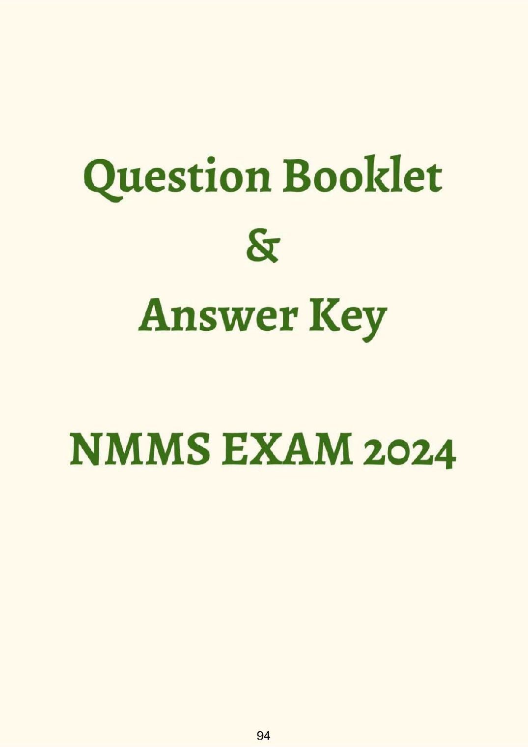 Assam NMMS 2024 Question Paper and Answer Key - Page 1 of 36