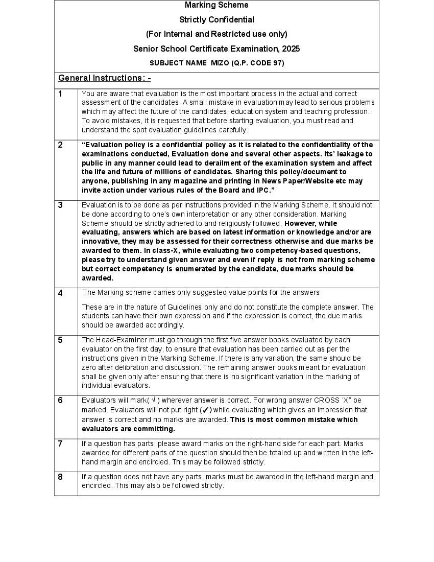 CBSE Class 12 Question Paper 2025 Solution Mizo - Page 1