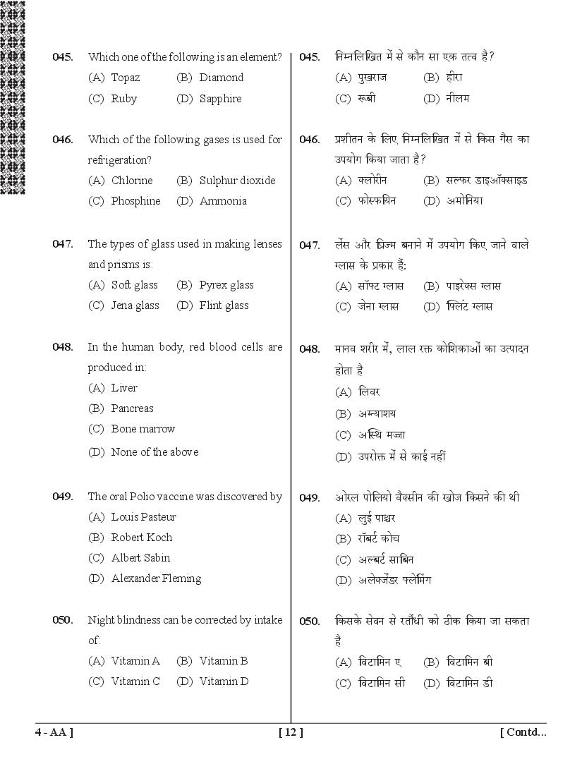 UPSEE General Awareness Question Papers PDF (BHMCT, BFAD, BFA)