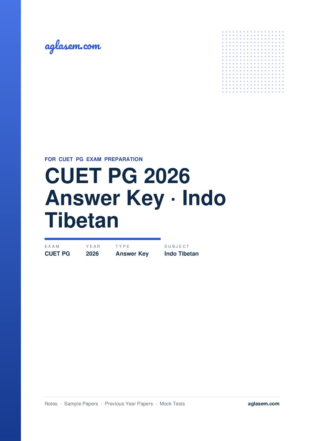 CUET PG 2026 Answer Key Indo-Tibetan - Page 1 of 2