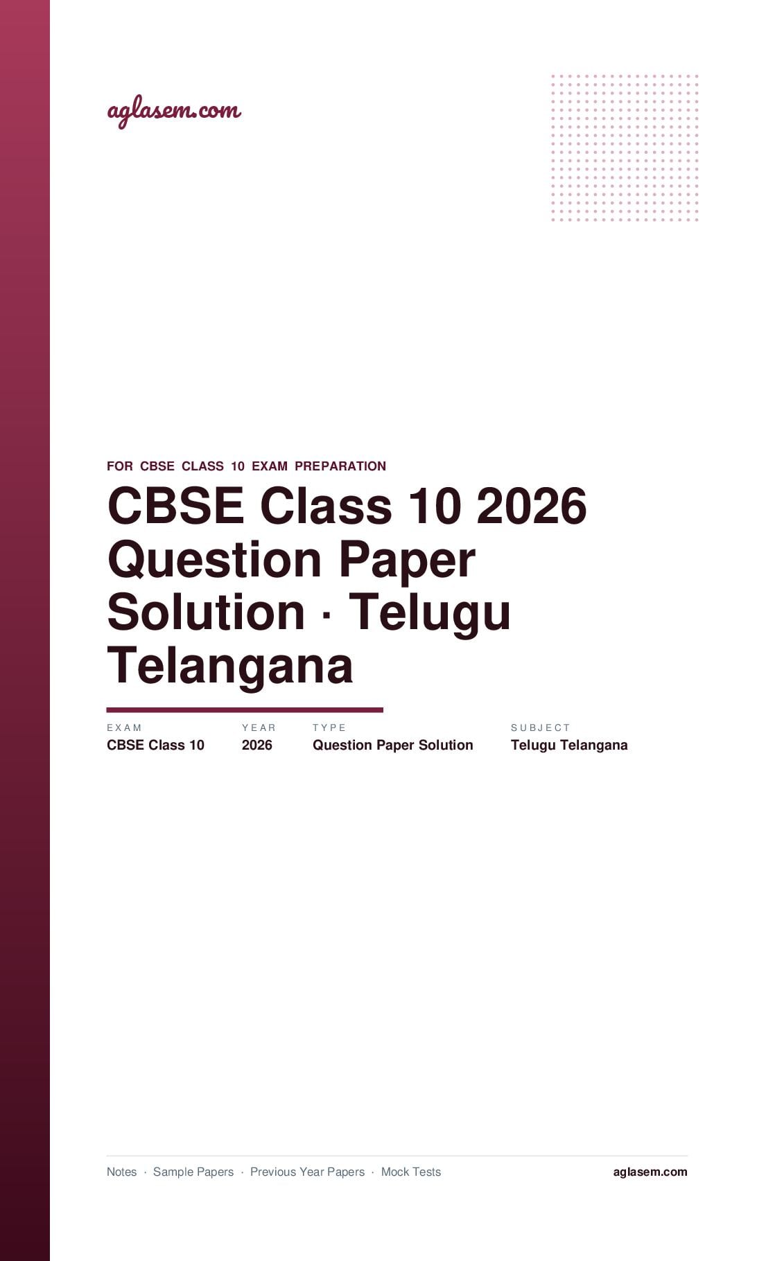 CBSE Class 10 Question Paper 2026 Solution Telugu - Telangana - Page 1 of 22