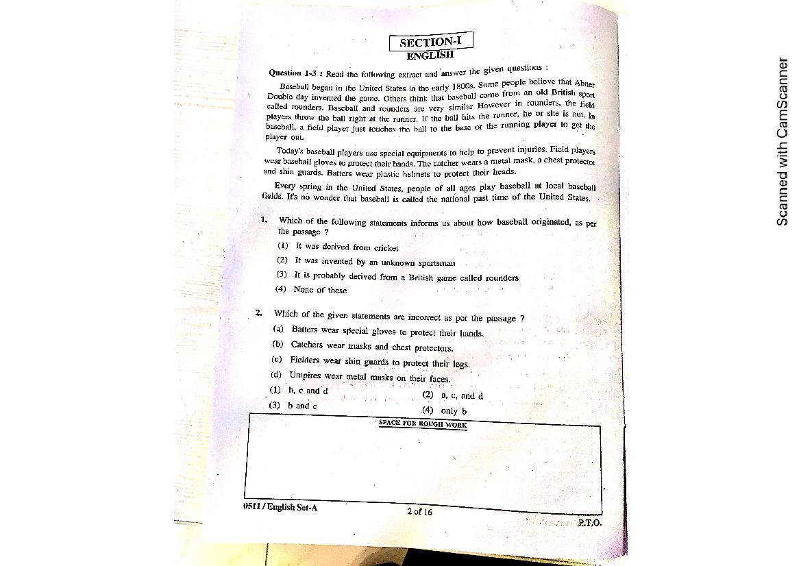 MSCE Pune 8th Scholarship 2020 Question Paper English Paper 1 - Page 1 of 15