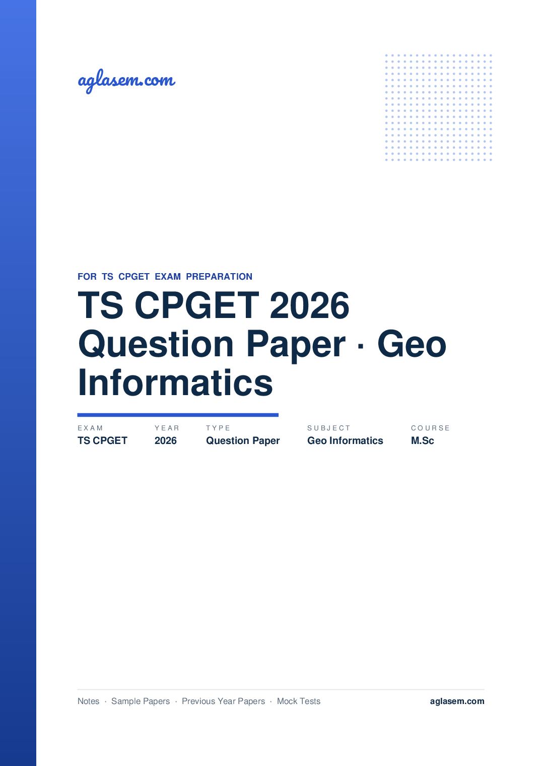 TS CPGET 2026 Question Paper M.Sc Geo Informatics - Page 1 of 21