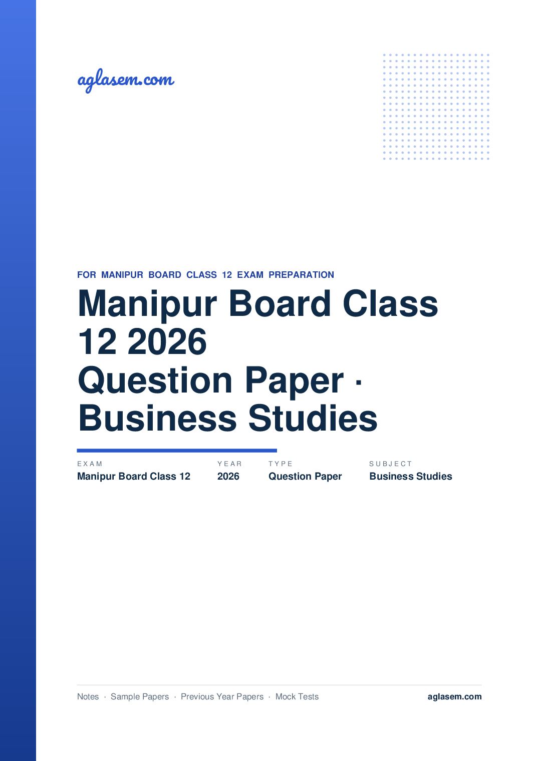 Manipur Board Class 12 Question Paper 2026 for Business Studies - Page 1 of 9