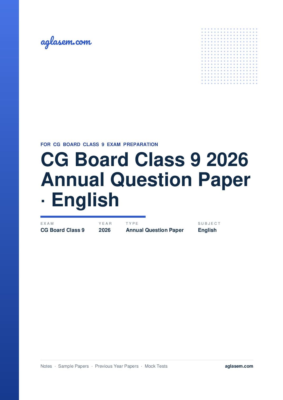 CG Board Class 9 Annual Question Paper 2026 English - Page 1 of 6