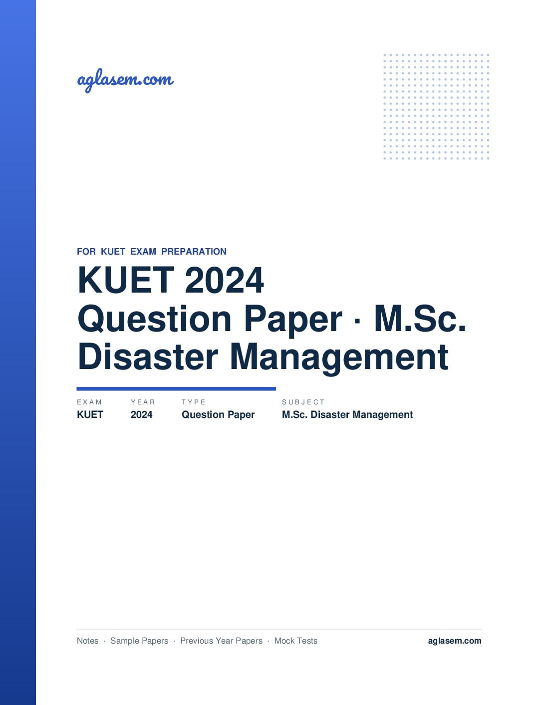 KUET 2024 Question Paper M.Sc. Disaster Management - Page 1 of 8