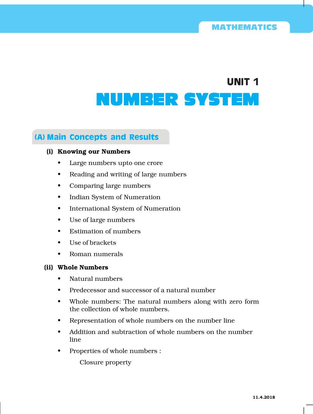 NCERT Exemplar Class 06 Maths Unit 1 Number System - Page 1