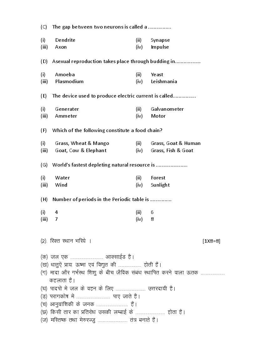MP Board Class 10 Sample Paper 2022 for Science