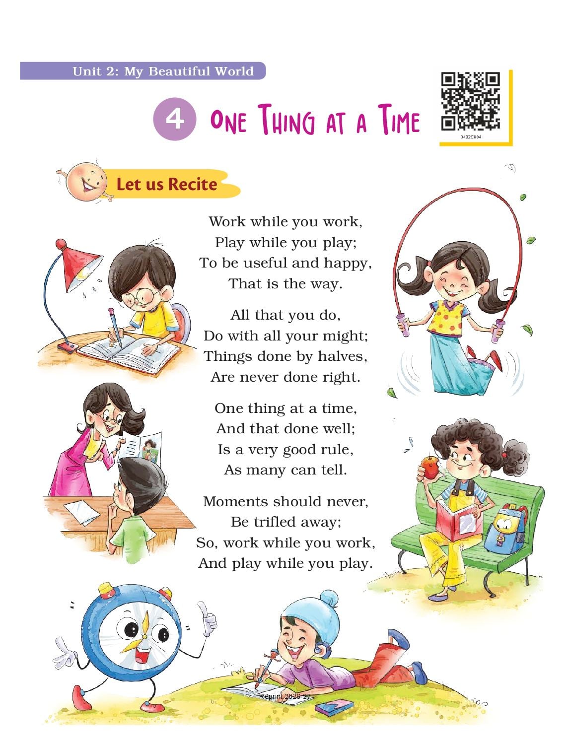 NCERT Book Class 4 English (Santoor) Chapter 4 One Thing at a Time - Page 1 of 8