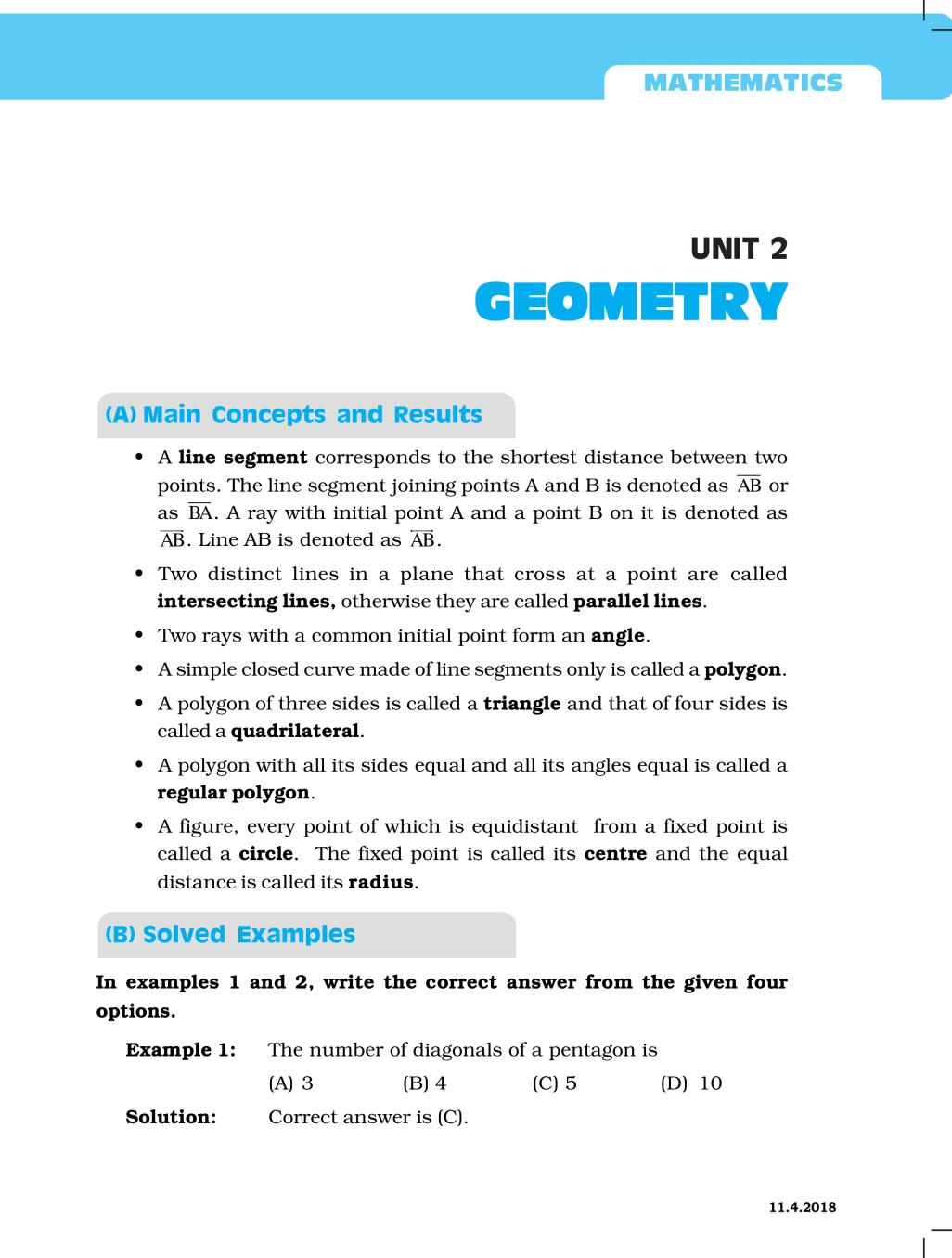 NCERT Exemplar Class 06 Maths Unit 2 Geometry - Page 1