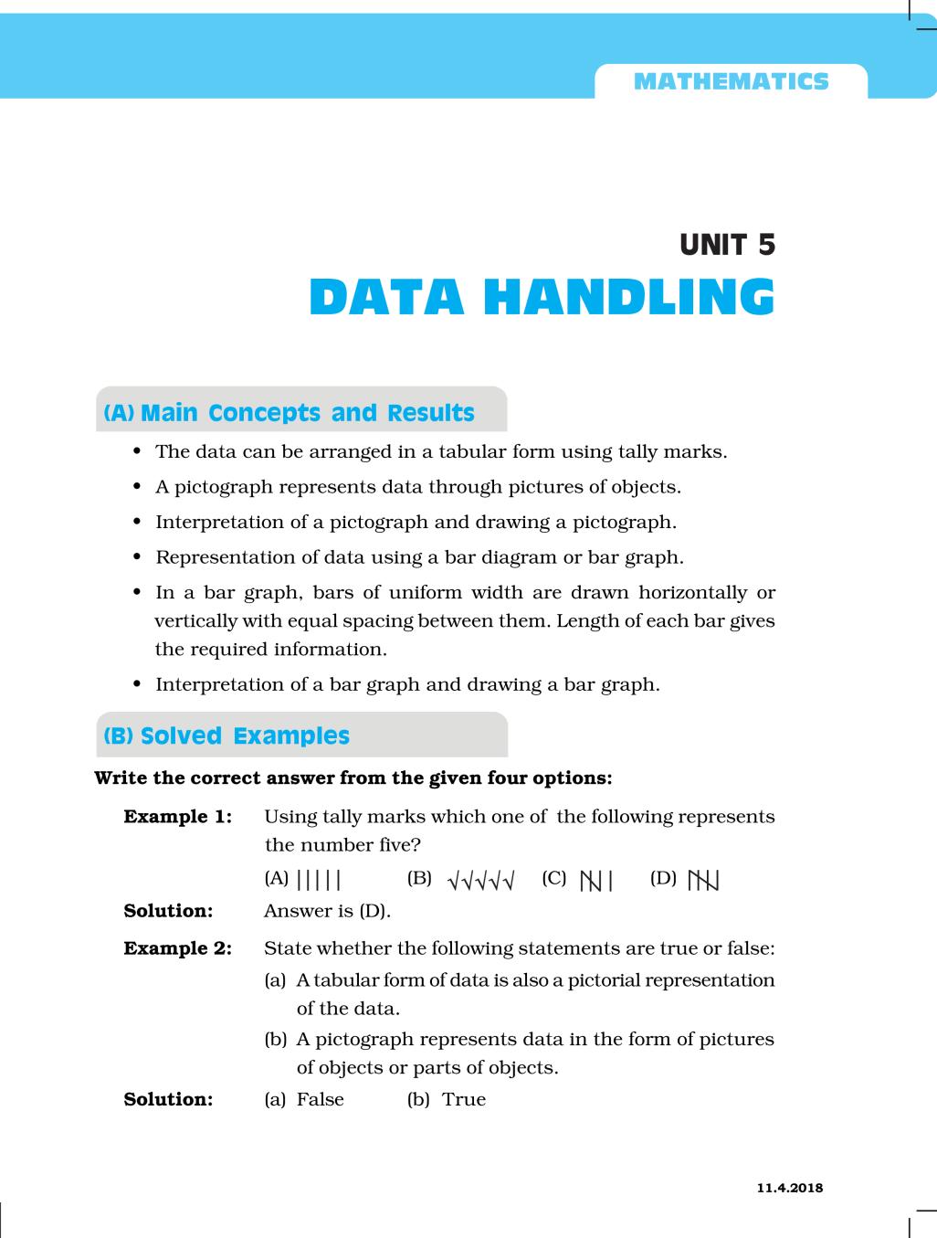 NCERT Exemplar Class 06 Maths Unit 5 Data Handling - Page 1
