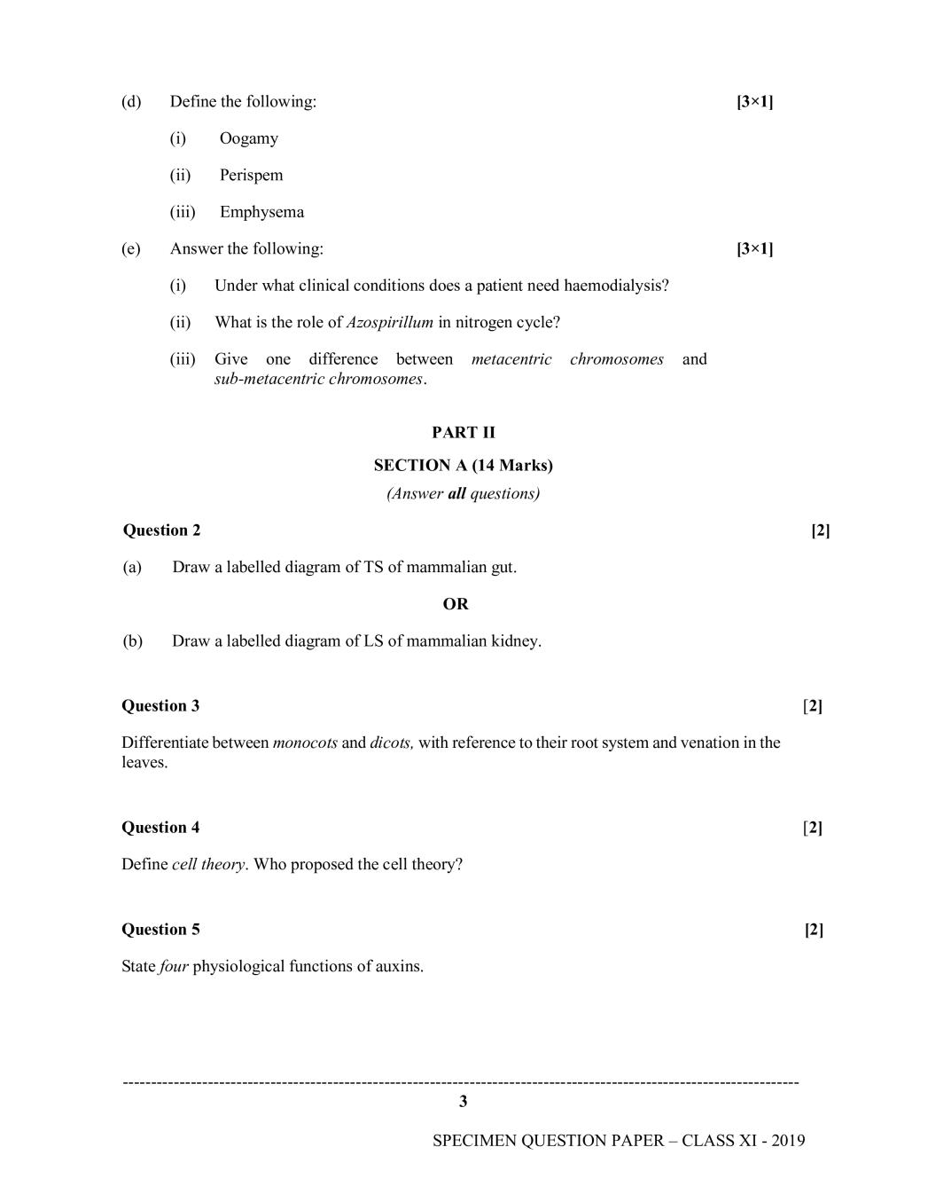 ISC Biology Specimen Paper 2024 (PDF) CISCE Class 11 Biology Sample Paper