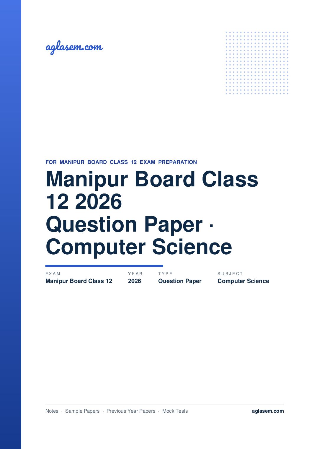 Manipur Board Class 12 Question Paper 2026 for Computer Science - Page 1 of 9