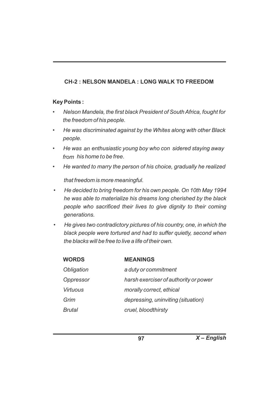 Class 10 English Notes For Nelson Mandela PDF Study Material AglaSem