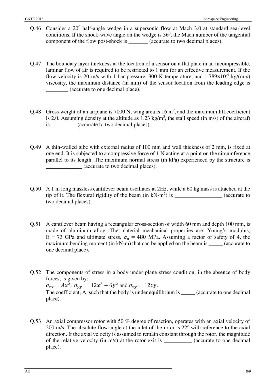 GATE 2018 Question Papers PDF with Answers (38 Papers)