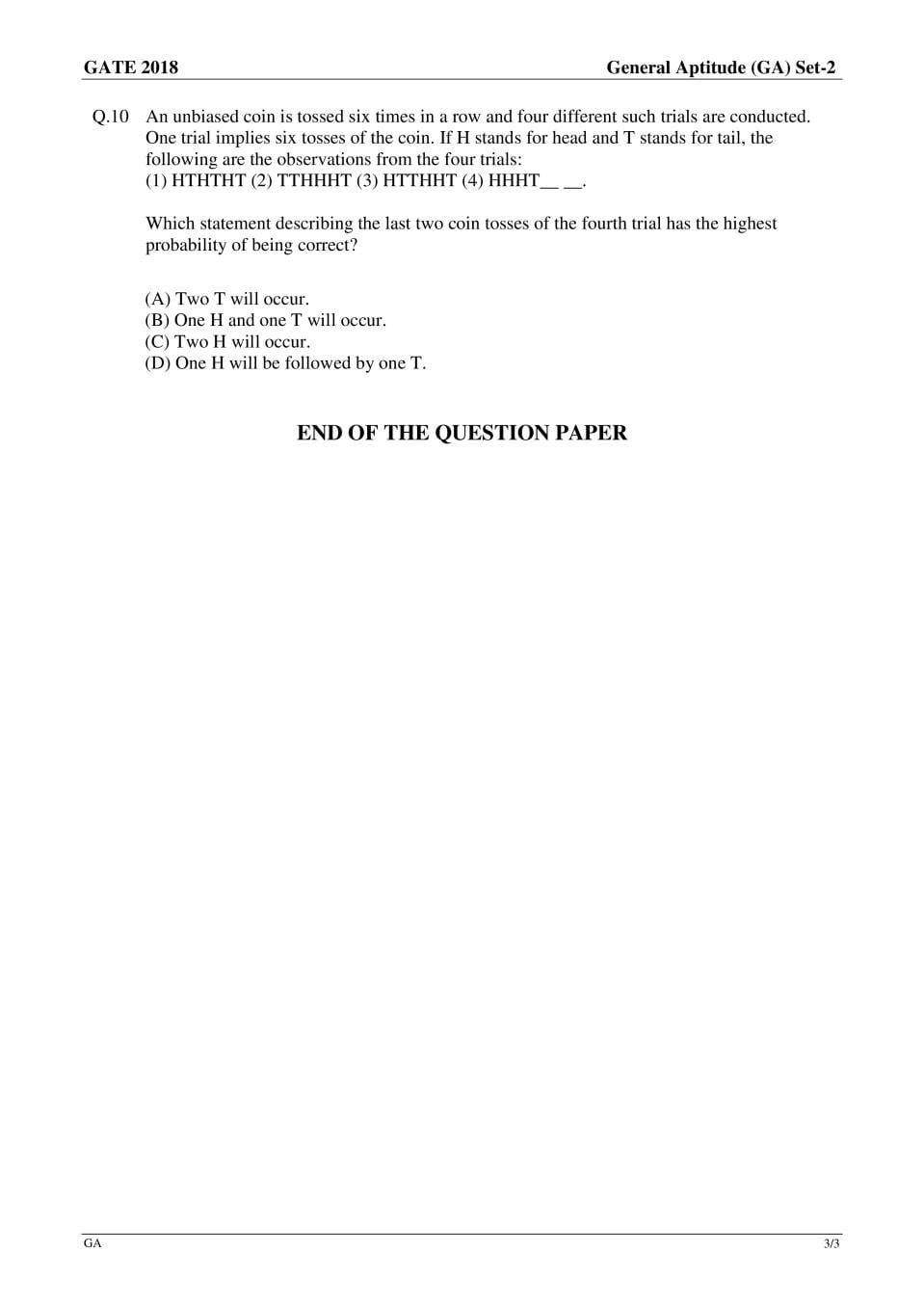 GATE 2018 Question Papers PDF with Answers (38 Papers)