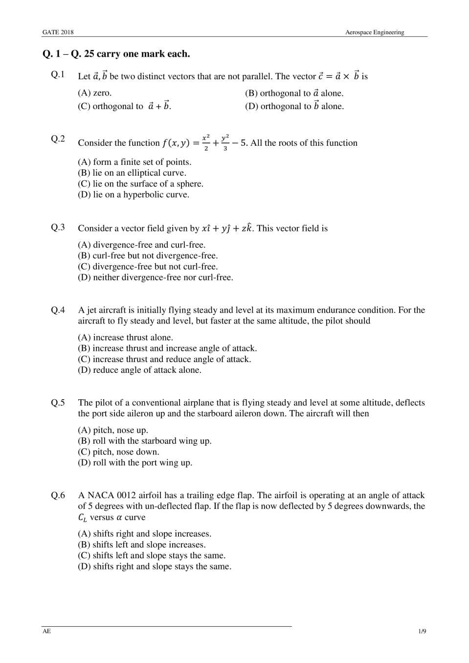 GATE 2018 Question Papers PDF with Answers (38 Papers)