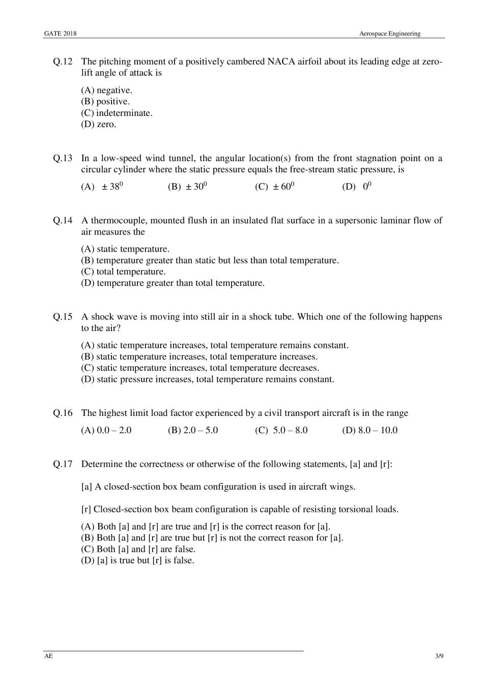 GATE 2018 Question Papers PDF with Answers (38 Papers)