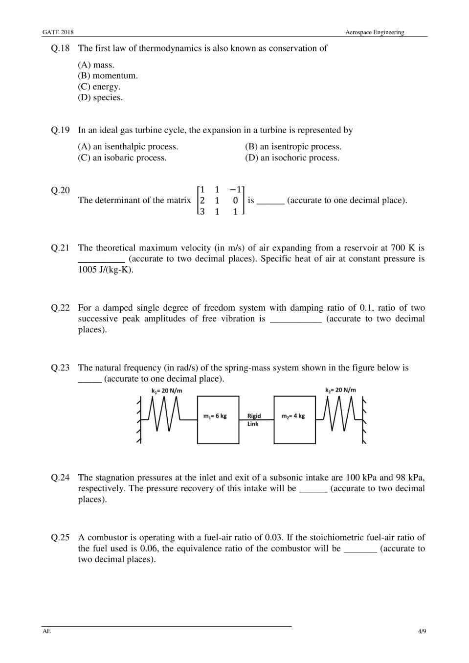 GATE 2018 Question Papers PDF with Answers (38 Papers)