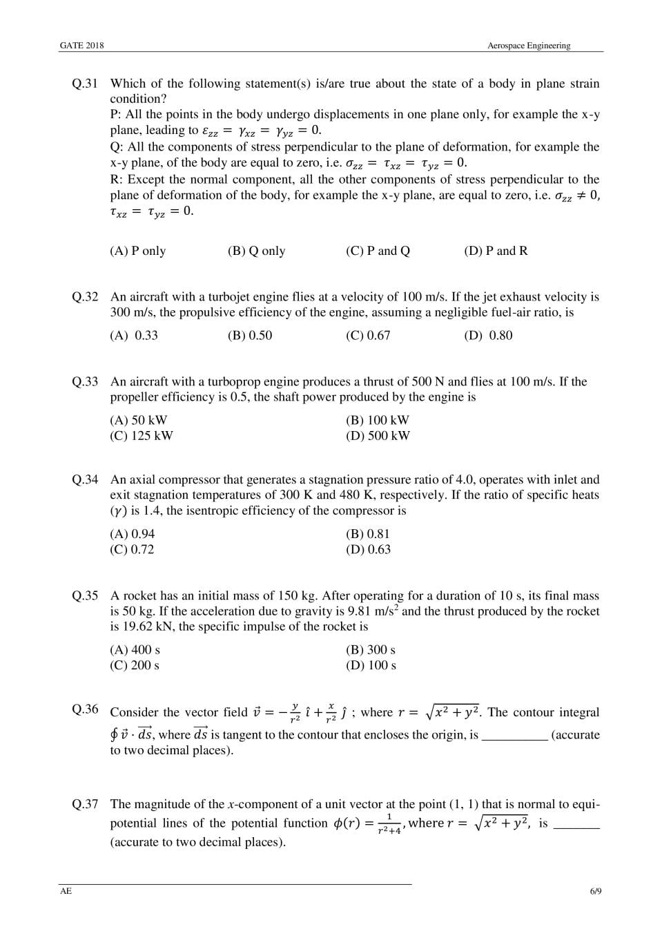 GATE 2018 Question Papers PDF with Answers (38 Papers)